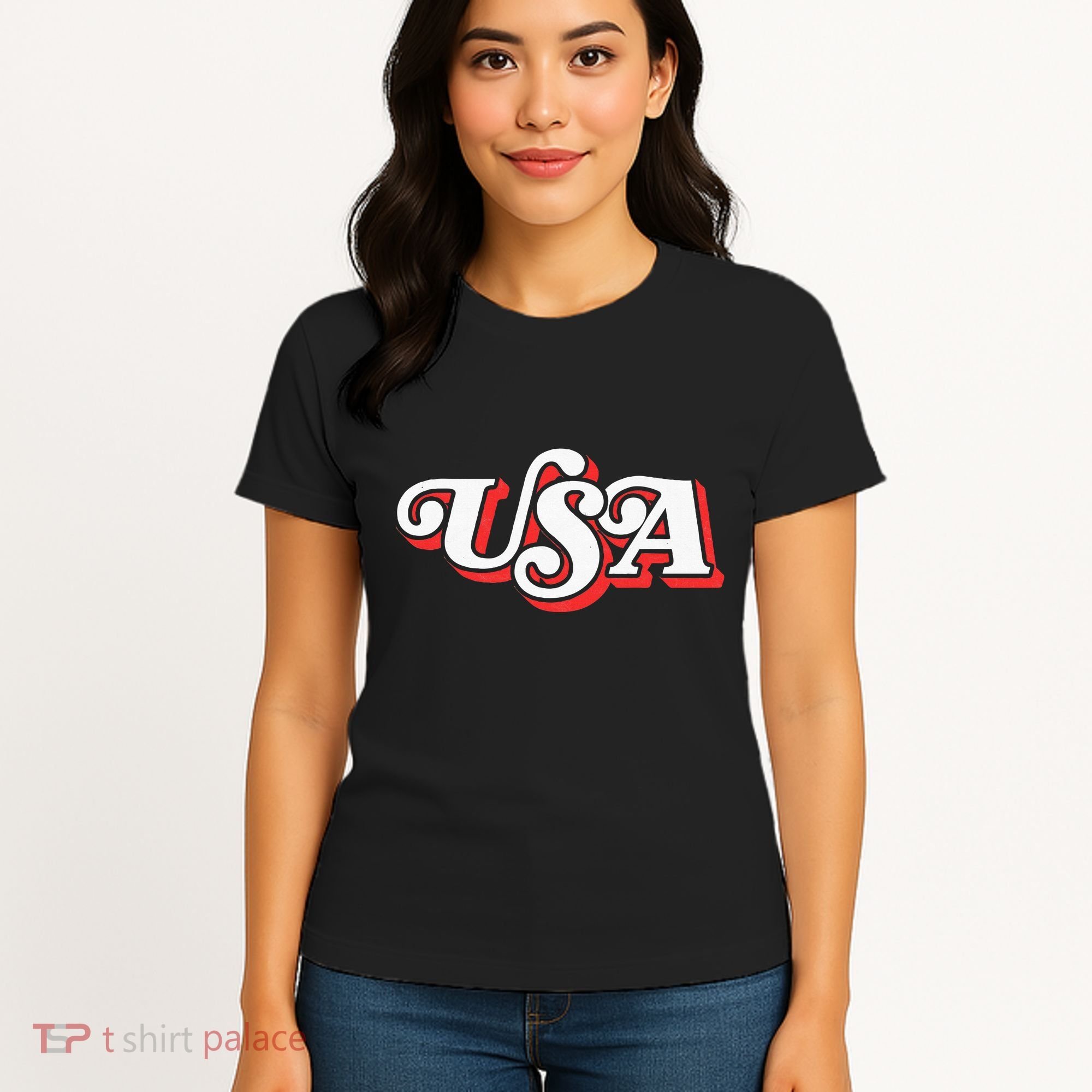 Usa Retro Typography Patriotic Women's T-Shirt