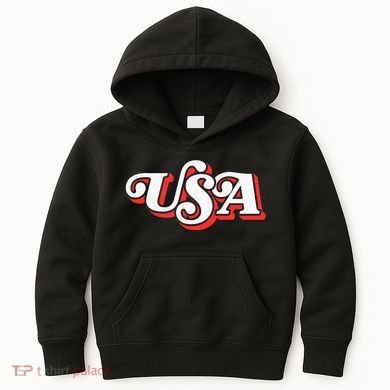 Usa Retro Typography Patriotic Kids Hoodie