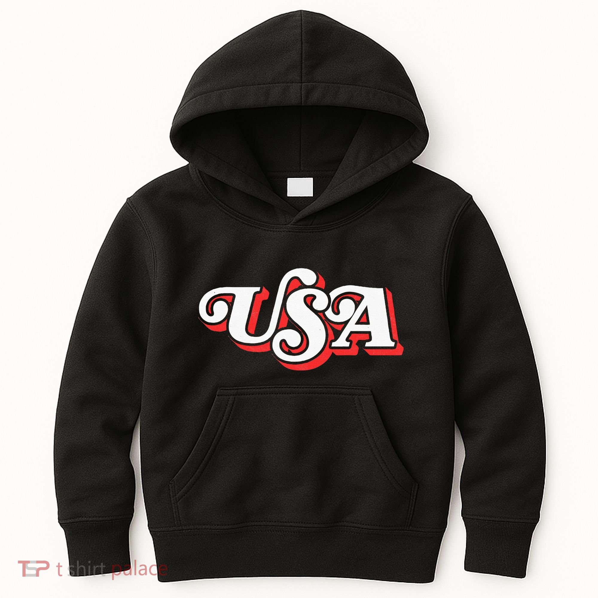 Usa Retro Typography Patriotic Kids Hoodie