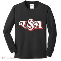 Usa Retro Typography Patriotic Kids Long Sleeve Shirt thumb 0