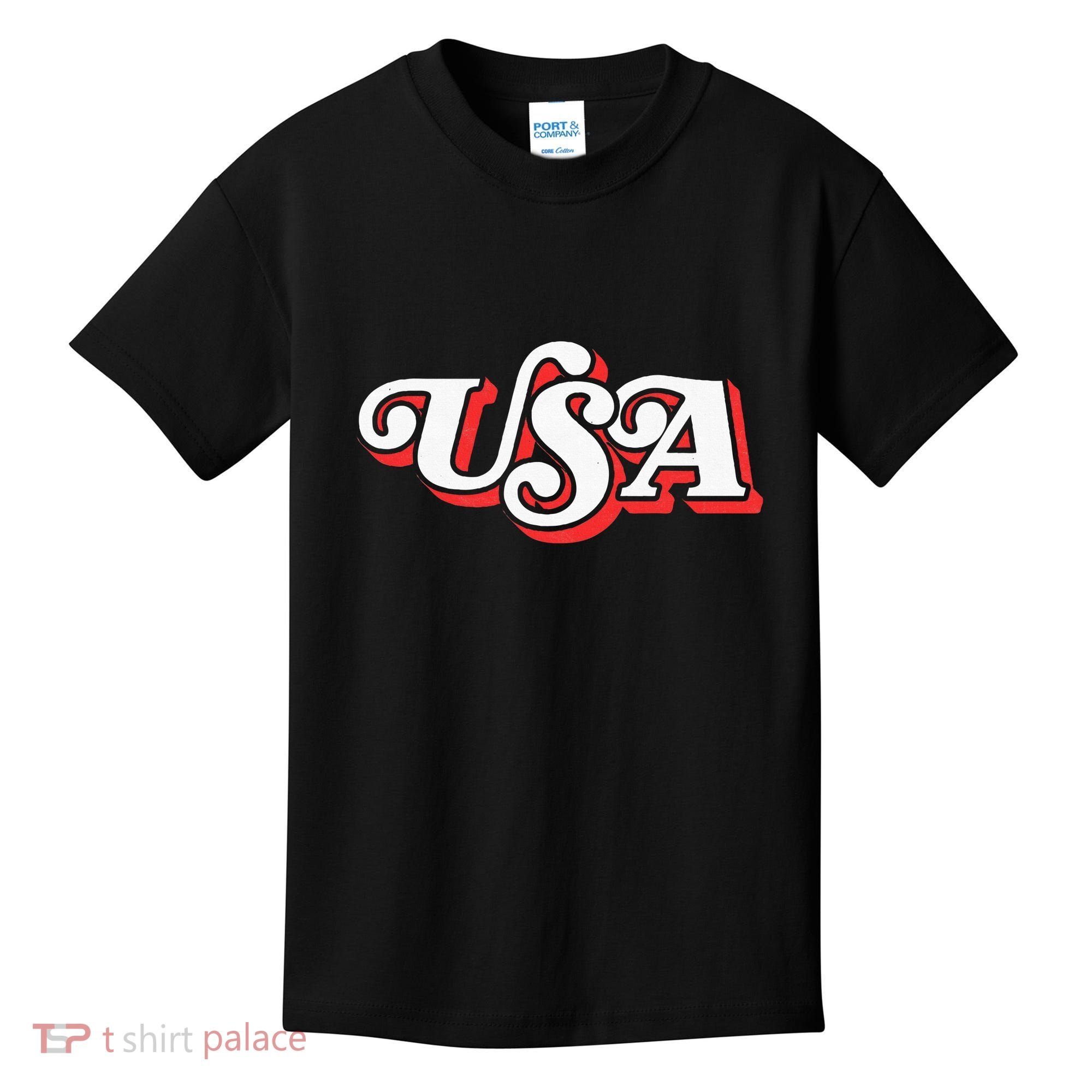 Usa Retro Typography Patriotic Kids T-Shirt