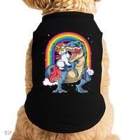 Unicorn Riding T Rex Dinosaur Rainbow Doggie Tank thumb 0