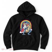 Unicorn Riding T Rex Dinosaur Rainbow Hoodie thumb 0