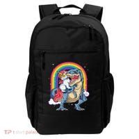 Unicorn Riding T Rex Dinosaur Rainbow Backpack thumb 0