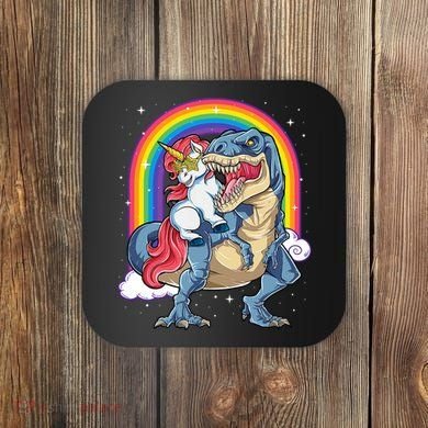 Unicorn Riding T Rex Dinosaur Rainbow Coaster