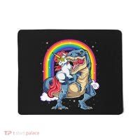 Unicorn Riding T Rex Dinosaur Rainbow Mousepad thumb 0