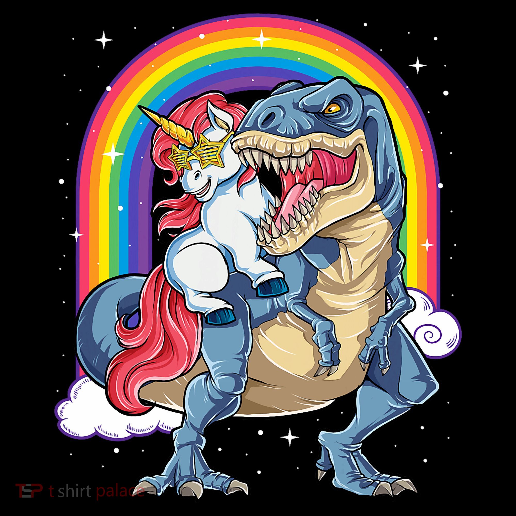 Unicorn Riding T Rex Dinosaur Rainbow Toddler Hoodie
