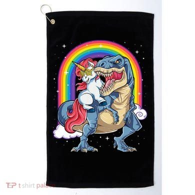 Unicorn Riding T Rex Dinosaur Rainbow Golf Towel