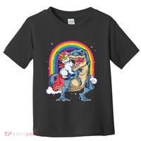 Unicorn Riding T Rex Dinosaur Rainbow Toddler T-Shirt thumb 0
