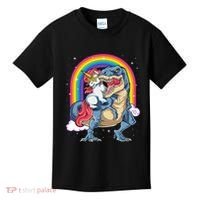 Unicorn Riding T Rex Dinosaur Rainbow Kids T-Shirt thumb 0