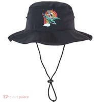 Unicorn Riding T Rex Dinosaur Rainbow Cool Gift Bucket Hat thumb 0