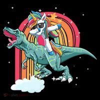 Unicorn Riding T Rex Dinosaur Rainbow Cool Gift Women's Hoodie thumb 2