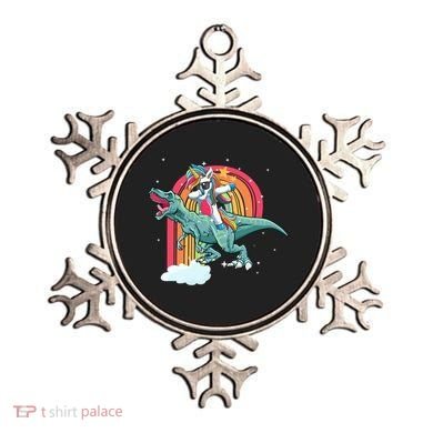 Unicorn Riding T Rex Dinosaur Rainbow Cool Gift Ornament