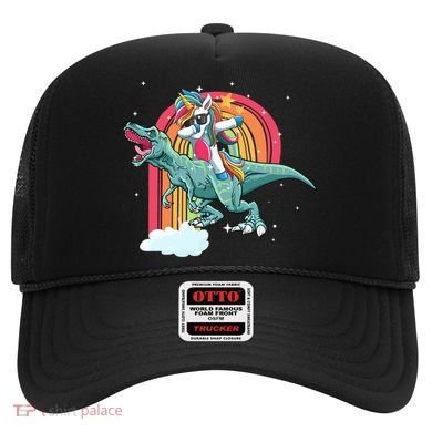 Unicorn Riding T Rex Dinosaur Rainbow Cool Gift Hat