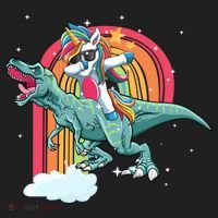 Unicorn Riding T Rex Dinosaur Rainbow Cool Gift Hat thumb 2