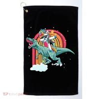 Unicorn Riding T Rex Dinosaur Rainbow Cool Gift Golf Towel thumb 0