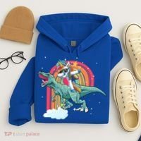 Unicorn Riding T Rex Dinosaur Rainbow Cool Gift Hoodie thumb 4