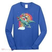 Unicorn Riding T Rex Dinosaur Rainbow Cool Gift Long Sleeve Shirt thumb 0
