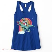 Unicorn Riding T Rex Dinosaur Rainbow Cool Gift Women's Tank Top thumb 0