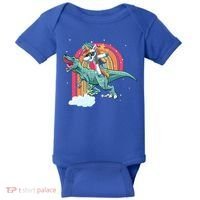 Unicorn Riding T Rex Dinosaur Rainbow Cool Gift Baby Bodysuit thumb 0