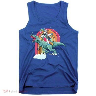 Unicorn Riding T Rex Dinosaur Rainbow Cool Gift Tank Top