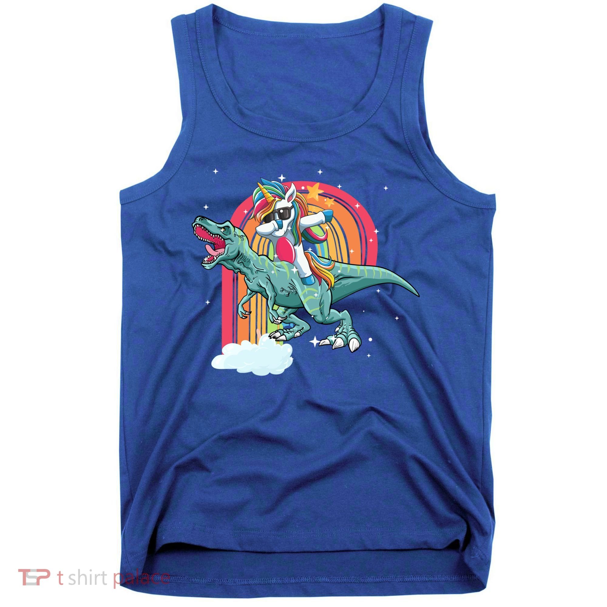 Unicorn Riding T Rex Dinosaur Rainbow Cool Gift Tank Top