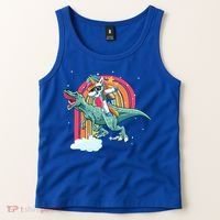 Unicorn Riding T Rex Dinosaur Rainbow Cool Gift Tank Top thumb 2
