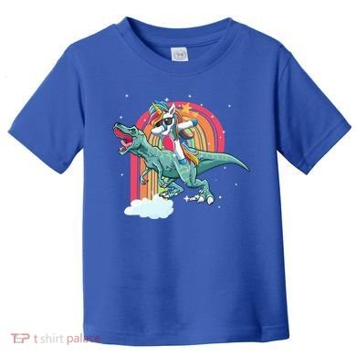 Unicorn Riding T Rex Dinosaur Rainbow Cool Gift Toddler T-Shirt