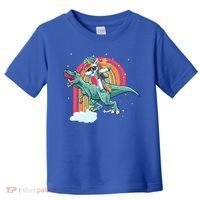 Unicorn Riding T Rex Dinosaur Rainbow Cool Gift Toddler T-Shirt thumb 0