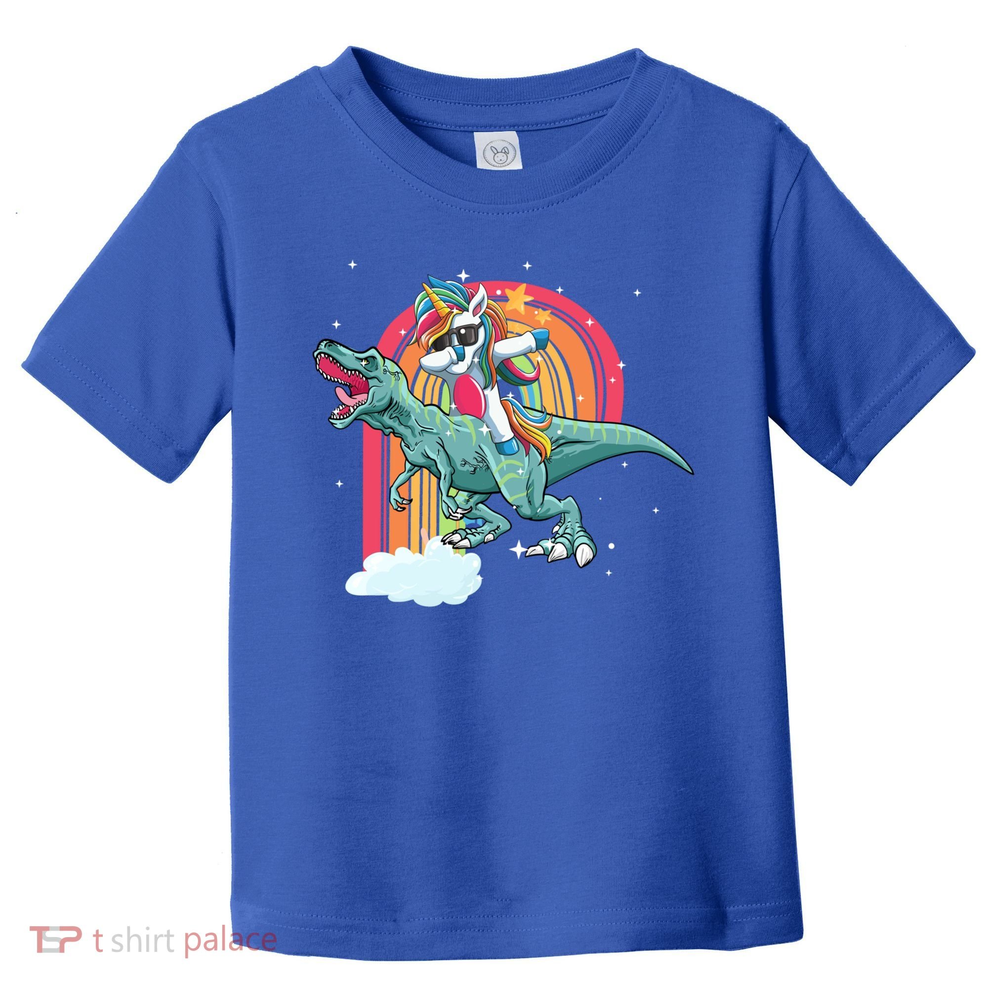 Unicorn Riding T Rex Dinosaur Rainbow Cool Gift Toddler T-Shirt