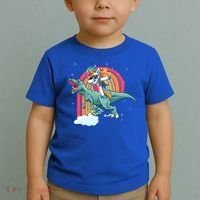 Unicorn Riding T Rex Dinosaur Rainbow Cool Gift Toddler T-Shirt thumb 2