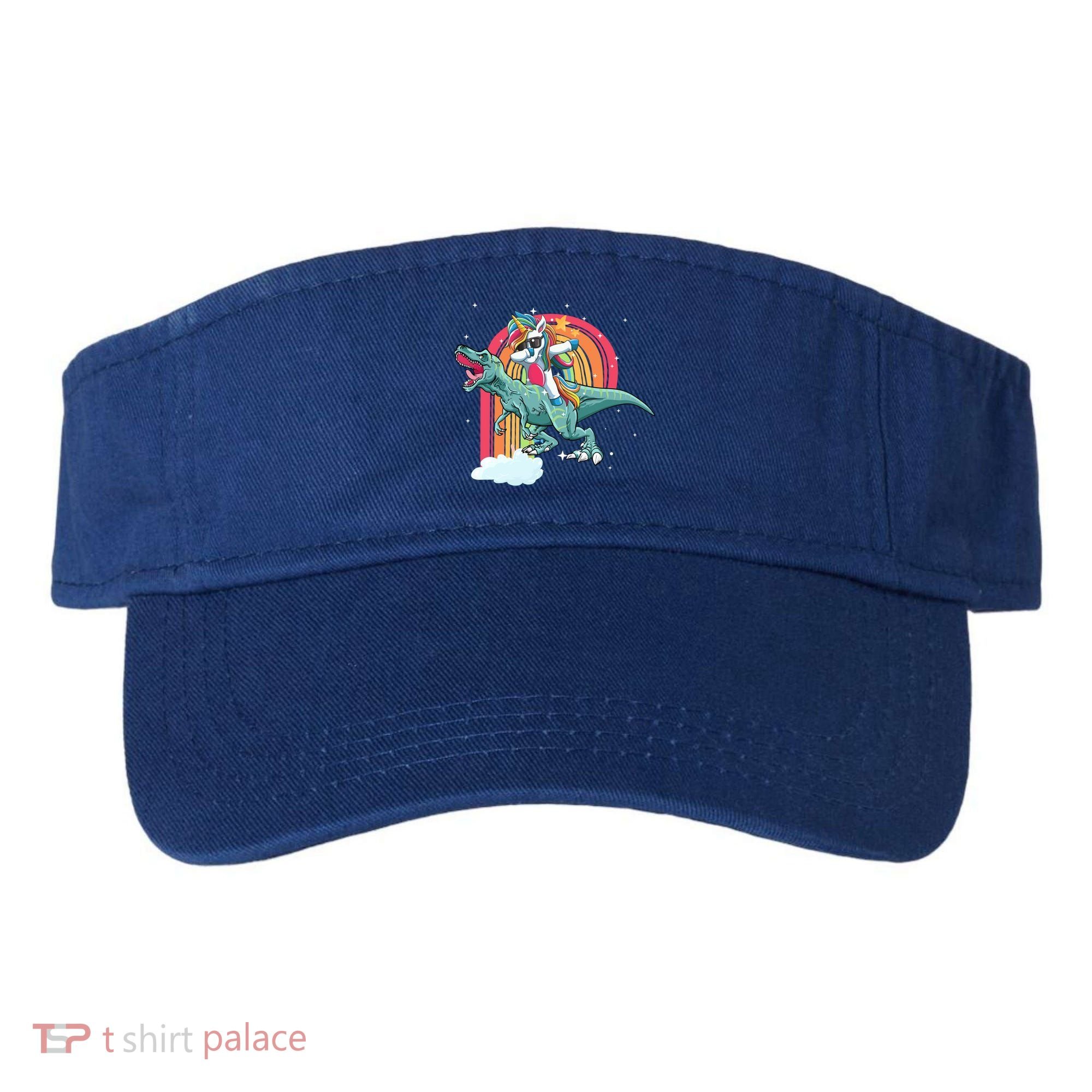 Unicorn Riding T Rex Dinosaur Rainbow Cool Gift Visor