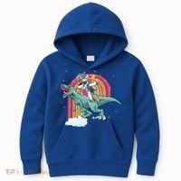 Unicorn Riding T Rex Dinosaur Rainbow Cool Gift Kids Hoodie thumb 0