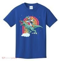 Unicorn Riding T Rex Dinosaur Rainbow Cool Gift Kids T-Shirt thumb 0