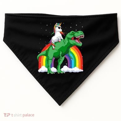Unicorn Riding T Rex Dinosaur Rainbow Gift USA-Made Doggie Bandana