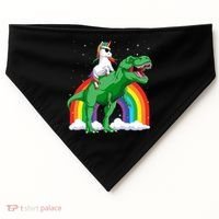 Unicorn Riding T Rex Dinosaur Rainbow Gift USA-Made Doggie Bandana thumb 0