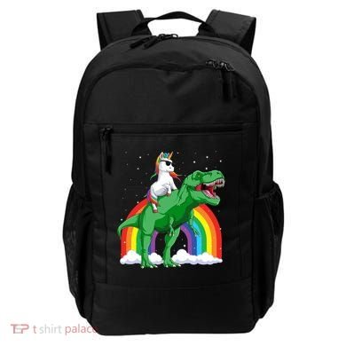 Unicorn Riding T Rex Dinosaur Rainbow Gift Backpack