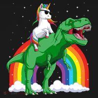 Unicorn Riding T Rex Dinosaur Rainbow Gift Bucket Hat thumb 4