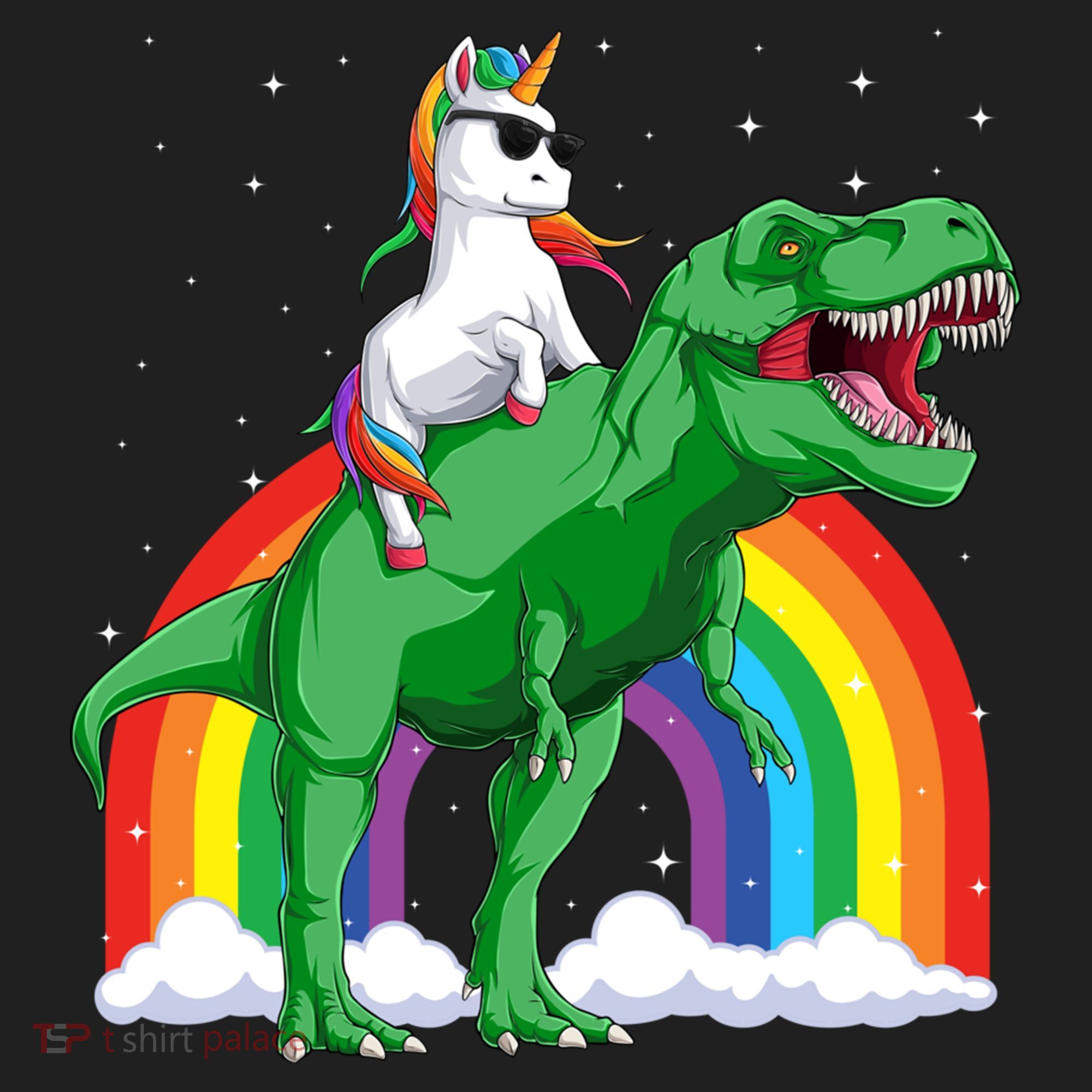 Unicorn Riding T Rex Dinosaur Rainbow Gift Beanie