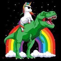Unicorn Riding T Rex Dinosaur Rainbow Gift Women's Hoodie thumb 2