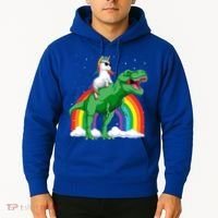 Unicorn Riding T Rex Dinosaur Rainbow Gift Hoodie thumb 2