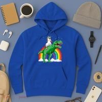 Unicorn Riding T Rex Dinosaur Rainbow Gift Hoodie thumb 3
