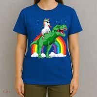 Unicorn Riding T Rex Dinosaur Rainbow Gift T-Shirt thumb 4