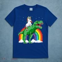 Unicorn Riding T Rex Dinosaur Rainbow Gift T-Shirt thumb 5