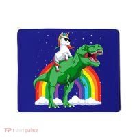 Unicorn Riding T Rex Dinosaur Rainbow Gift Mousepad thumb 0