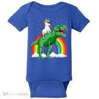 Unicorn Riding T Rex Dinosaur Rainbow Gift Baby Bodysuit thumb 0