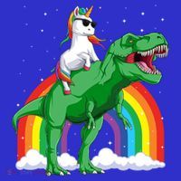 Unicorn Riding T Rex Dinosaur Rainbow Gift Baby Bodysuit thumb 2