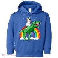 Unicorn Riding T Rex Dinosaur Rainbow Gift Toddler Hoodie thumb 0