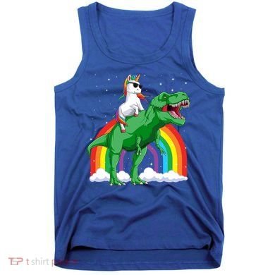 Unicorn Riding T Rex Dinosaur Rainbow Gift Tank Top