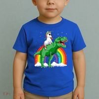 Unicorn Riding T Rex Dinosaur Rainbow Gift Toddler T-Shirt thumb 2